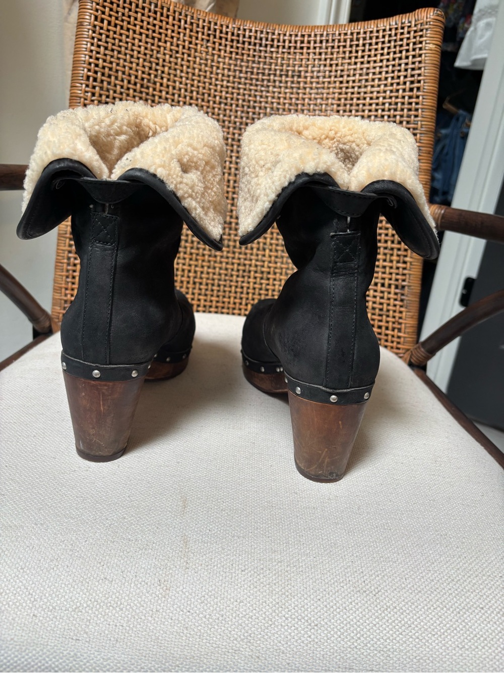 UGG Women's Black Shearling-Lined Heeled Boots